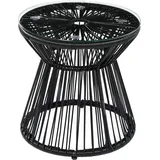 Outsunny Beistelltisch, Runder Kaffeetisch mit Hohltrommel-Design, Metall