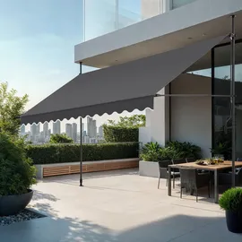 Tectake tectake® Klemmmarkise, mit Handkurbel, höhenverstellbar 211 - 304 cm, einfache Montage