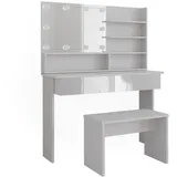 Vicco Schminktisch Azur, 120 cm mit Spiegelregal, Bank & LED-Beleuchtung