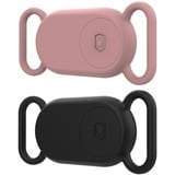 Misuyue Silikon Hülle Case für Samsung Galaxy Smarttag 2, 2 Stück GPS Tracker Kratzfest Wasserdicht Schutzhülle für Kinder, Hund, Katzen, Koffer, Schlüssel, Fahrrad – Schwarz/Rosa