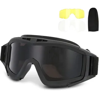 iFCOW Taktikbrille Anti-Beschlag Brille, Taktikbrille Airsoft Paintball Ski Anti-Staub Anti-Beschlag Augenschutzbrille mit Wechselglas für Fahrradfahren