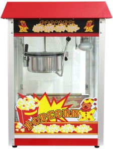 HENDI Popcorn Maschine, Popcorn-Maschine aus pulverbeschichtetem Stahl mit Flügeltür, Maße: (B x T x H) 420 x 560 x 770 mm