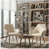 Krok Wood Esszimmerstuhl Wilhelm Wohnzimmerstuhl, Bürostuhl, Metallbeine (2- er Set) (Set), 2-er Set, Gestell aus Metall beige|weiß