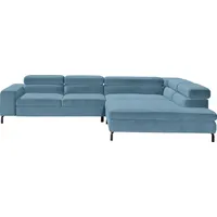 Ecksofa "Felicia Due L-Form", blau (petrol), B:312cm H:69cm T:216cm, 100% Polyester, GALLERY M BRANDED BY MUSTERRING, Sofas, Wahlweise mit Sitzvorzug, inkl. Kopfteilverstellung, Sitzhöhe 40 cm