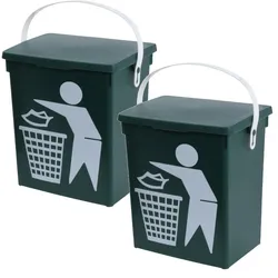 2x Mülleimer Müllbehälter Abfalleimer Kunststoff Grün 23x19x16 cm Bioabfall Klappdeckel
