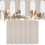 6 Stück 3D Wandpaneele,56x15cm XPE-Schaum Wandpolsterung Selbstklebend Polsterpaneel Antikollision Wandpolster für Schlafzimmer,Kinderzimmer (Hellbraun)