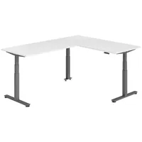 Bümö Eckschreibtisch Weiß, Graphit, Nachbildung, Rechteckig, 180x74x240 cm, FSC