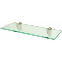 dieGlasschmiede Wandregal Glasregal Klarglas 20 - 100cm, Wandablage Glasablage Ablage Regal Glas, inkl. 2 Wandhalter aus Metall weiß 60 cm x 12 cm