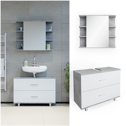 VICCO Badmöbel Set ILIAS Weiß Beton Bad Spiegel Unterschrank Badschrank