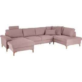 Candy Wohnlandschaft 3C CANDY "Lecce, wahlweise PUR-Schaumstoff oder Tonnentaschenfederkern U-Form", rosa, B:339cm H:86cm T:220cm, 95% Polyester, 5% Nylon, Sofas, Wohnlandschaft, Bettkasten in Umbauecke und Longchair, sowie Querschläfer im 2-Sitzer