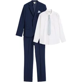 bonprix Anzug mit Hemd und Krawatte (4tlg. Set), blau, Gr.176, Festliches vierteiliges Jungen-Set bestehend aus Anzug, Hemd (Slim Fit) und Krawatte, Hemd: 100% Baumwolle