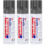 edding Permanent Spray Premium-Acryllack anthrazit 200ml seidenmatt Sprühlack deckt sofort, trocknet extrem schnell und hält dauerhaft innen & außen, für Glas, Metall, Holz uvm. (3er Pack)