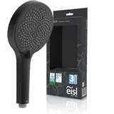 Eisl STILO Handbrause DX7076, 3-fach verstellbarer Duschkopf, inklusive Wasserspardichtung, Universaler Brauseschlauchanschluss, Handbrause Dusche, schwarz