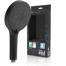Eisl STILO Handbrause DX7076, 3-fach verstellbarer Duschkopf, inklusive Wasserspardichtung, Universaler Brauseschlauchanschluss, Handbrause Dusche, schwarz