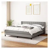 Lattenrost mit Matratze, hellgrau, 160 x 200 cm, Stoff, Plattformbett, mit Lattenhalter, einfache Montage für Schlafzimmer, Erwachsene