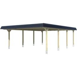 SKANHOLZ Carport Wendland 6,30 x 8,79 m schiefergrau inkl. EPDM Folie, Pfostenanker