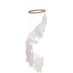 KSD Windspiel Capiz Muscheln Spirale 16x63cm für innen oder außen Perlmutt Weiß