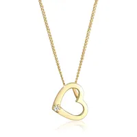 Elli DIAMONDS Halskette Herz Liebe mit Diamant 0,015 ct. Gelbgold