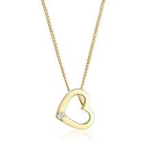 Elli DIAMONDS Halskette Herz Liebe mit Diamant 0,015 ct. Gelbgold