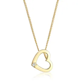 Elli DIAMONDS Halskette Herz Liebe mit Diamant 0,015 ct. Gelbgold