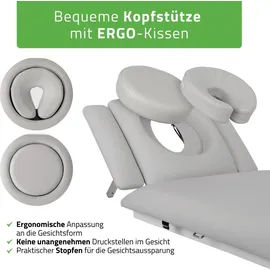 Habys Fortis 4 Ergo | Elektrische Behandlungsliege Therapieliege Massageliege | 4-Segmente | Handfernbedienung Hellgrau-Weiß | 192 x 68 cm