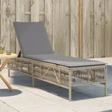 vidaXL Sonnenliege mit Auflage Beige Poly Rattan