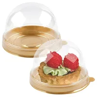 TOFLEN Mini-Verpackungsboxen aus transparentem Kunststoff, mit Kuppeldeckel, für Oreo, Erdbeere, Mondkuchen, Mini-Cupcake, Mini-Kuchenbehälter (Goldbasis)