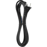 EMOS Gummi-Anschlussleitung 3 m, Zuleitungskabel, Anschlusskabel, Bügeleisenkabel, Verbindungskabel Schuko, 2 x 1.0 mm2, H05RN-F Gummi/Neopren, Schwarz