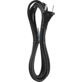 EMOS Gummi-Anschlussleitung 3 m, Zuleitungskabel, Anschlusskabel, Bügeleisenkabel, Verbindungskabel Schuko, 2 x 1.0 mm2, H05RN-F Gummi/Neopren, Schwarz