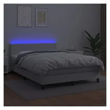 vidaXL Boxspringbett mit Matratze & LED Weiß 140x200 cm Kunstleder