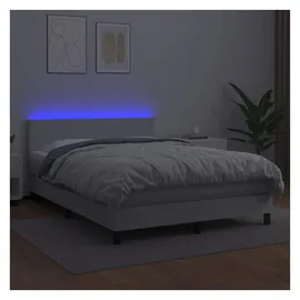 vidaXL Boxspringbett mit Matratze & LED Weiß 140x200 cm Kunstleder