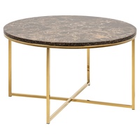 AC Design Furniture Livetastic Couchtisch Braun Goldfarben , 80x46x80 cm,