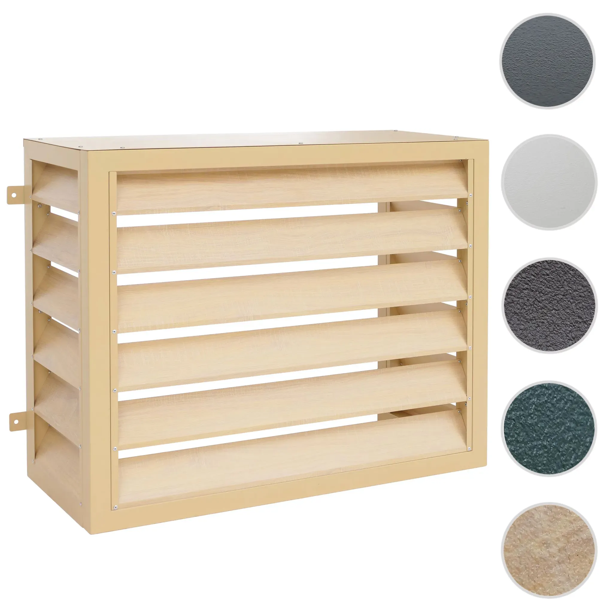 Verkleidung für Klimaanlage/Wärmetauscher HWC-O43, Abdeckung Schutzgitter, Metall 73x97x38cm ~ Eiche-Optik