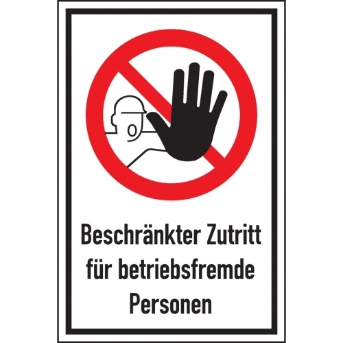 Schild I Verbots-Kombischild Beschr. Zutritt...fremde Personen..., Aluminium, 400x600mm