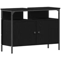 VidaXL Waschbeckenunterschrank Schwarz Eiche 80x30x60 cm Ingenieurholz