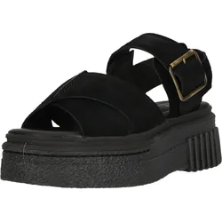 Sandale CLARKS "Evamar", Damen, Gr. 38, schwarz, Leder, casual, Schuhe, mit Komfort-Features