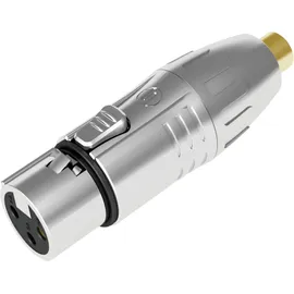 Seetronic XLR 3P Buchse auf Cinch-Buchse Goldkontakte – silbernes Gehäuse