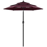 Furnicato Sonnenschirm mit Aluminium-Mast 3-lagig Bordeauxrot 2 m