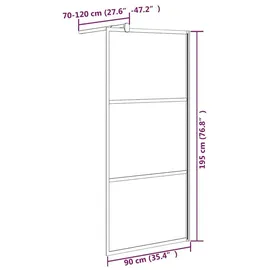 vidaXL Duschwand für Walk-In Dusche 90x195 cm ESG Mattiert Schwarz