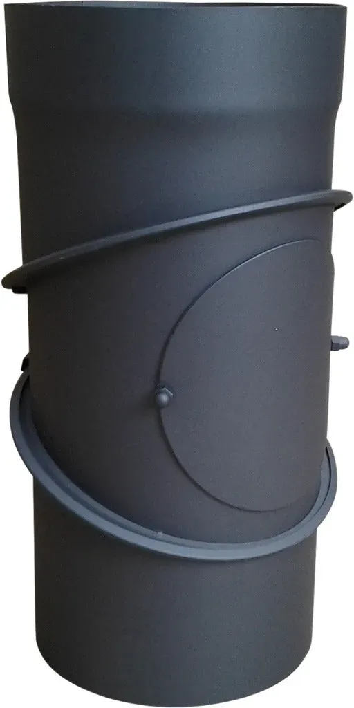 Bertrams Rauchrohrknie mit Putztür 0°-90° verstellbar / SANITÄR aufgeweitet -  323 x 323 / 200 - schwarz