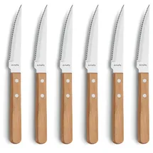 Amefa PIZZA Steakmesser Set 6-tlg. Schwarz/Braun poliert rostfrei