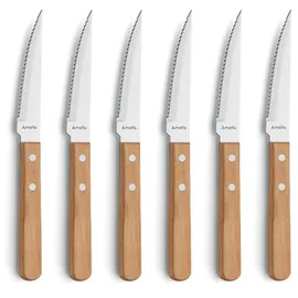 Amefa PIZZA Steakmesser Set 6-tlg. Schwarz/Braun poliert rostfrei