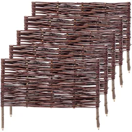 Kadax Palisade aus Weide, Natürlicher Weidenzaun, 5 Stück, 60x40cm