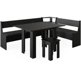 Vicco Eckbankgruppe Roman Schwarz modern 210x150 cm mit Tisch - Schwarz