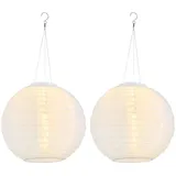 GLOBO Lighting - Solarlampe Lampion Außenleuchte LED Hängelampe Gartenleuchte weiß Hochzeit Partylaterne Gartendeko, Edelstahl Kunststoff, warmweiß,