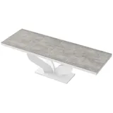 Design Esstisch Tisch HEB-222 Grau Betonoptik Beton - Weiß Hochglanz ausziehbar 160 bis 256 cm - Grau