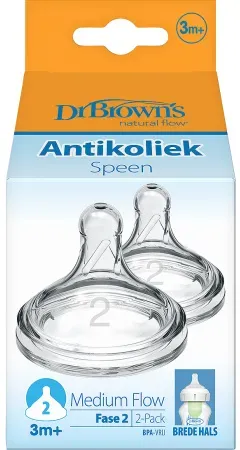 Dr. Brown's Natural Flow Options+ Silikonsauger Stufe 2 Weiter Hals +3 Monate 2 Stück