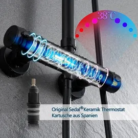 Görbach Duschset mit Thermostat Schwarz 30 cm