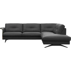 Ecksofa FLEXLUX "Glow bequem und komfortabel durch hochwertigen Sitzaufbau, L-Form", schwarz (deep schwarz), B:268cm H:81cm T:224cm, 100% Echteder, Sofas, Skandinavisches Design, In hochwertiger Verarbeitung