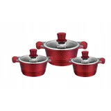 klönberg Rotes Topf-Set 6-tlg. 20 cm rund + 2,5L Topf + 4,5L Topf + 7L Topf